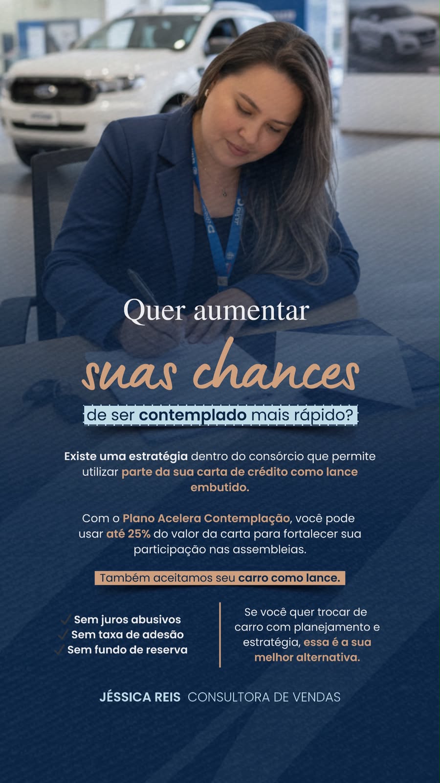 Arte de Jéssica Reis sobre aumentar as chances de contemplação no consórcio